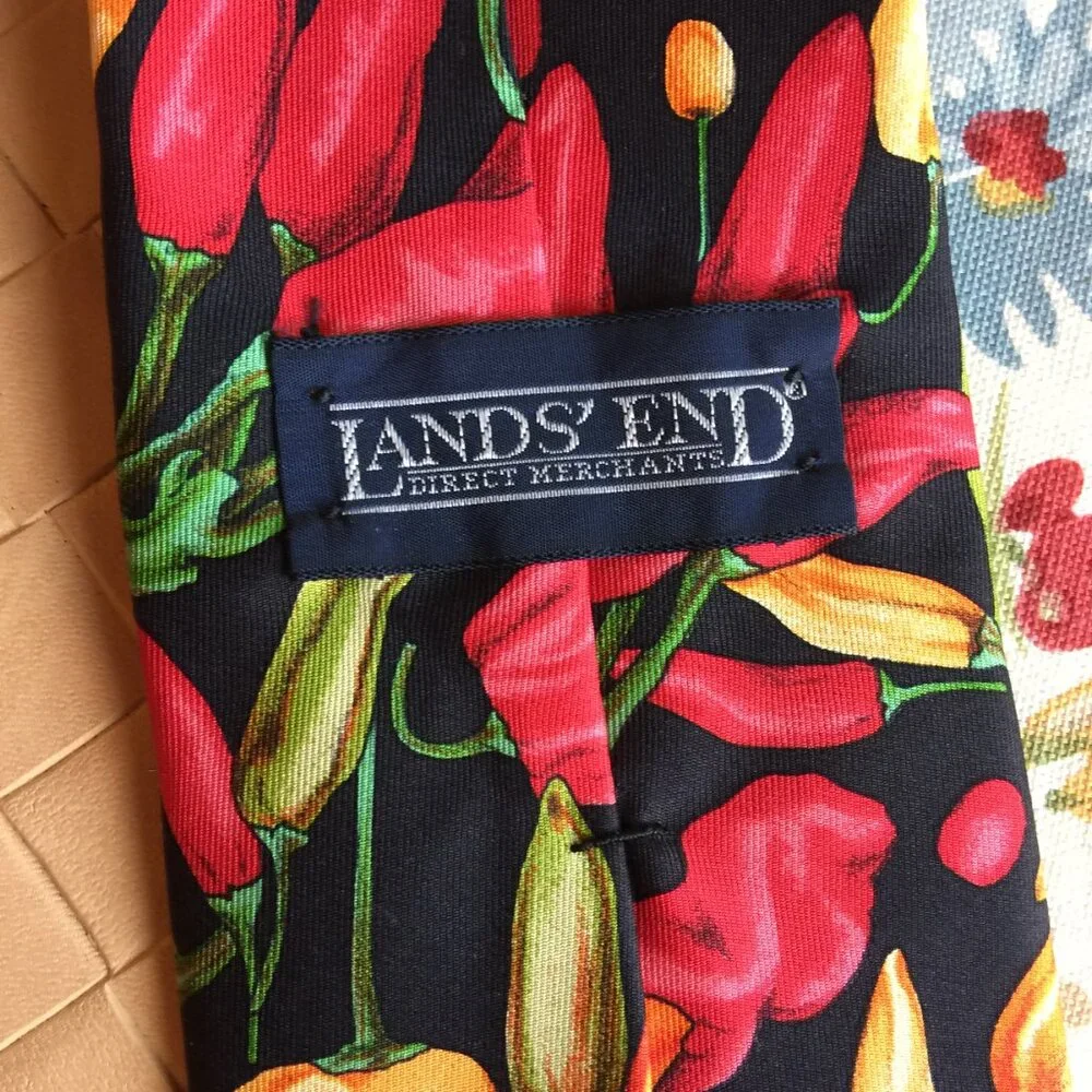 Lands' End Chili Peppers Tie 100% Silk